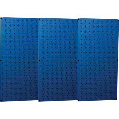 Industrial Metal Pegboard - Blue - Set of Three 16 x 32 in. Panels - Heavy-Duty Steel