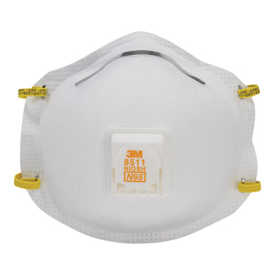 Picture of 3M 547005 Sanding&#44; Drywall & Fiberglass Respirator with Valve - N95&#44; NIOSH Approved - Model No. 8511HA1-A