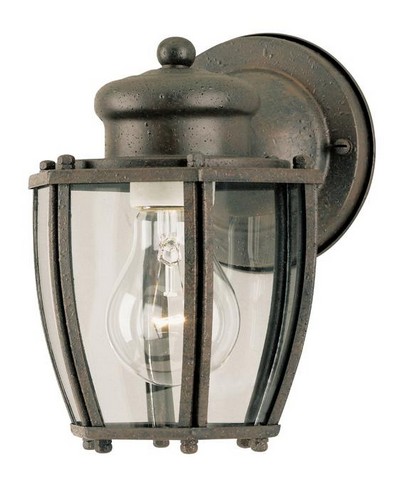 Outdoor Wall Lantern - Textured Rust Patina - 1 Light - Clear Glass Shade