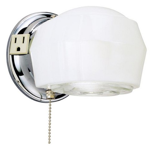 Picture of Westinghouse 6640200 One Light Indoor Wall Fixture with Ground Convenience Outlet & Pull Chain, Chrome