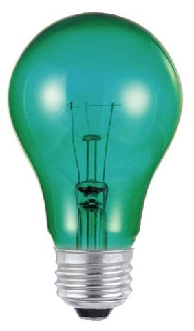 Picture of Westinghouse 344400 25 watt A19 Incandescent Light Bulb, Transparent Green