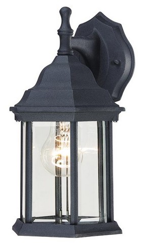 6783100 One Light Outdoor Wall Lantern, Textured Black with Clear Beveled Glass Panels