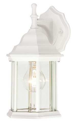 One Light Outdoor Wall Lantern - Textured White with Clear Beveled Glass Panels