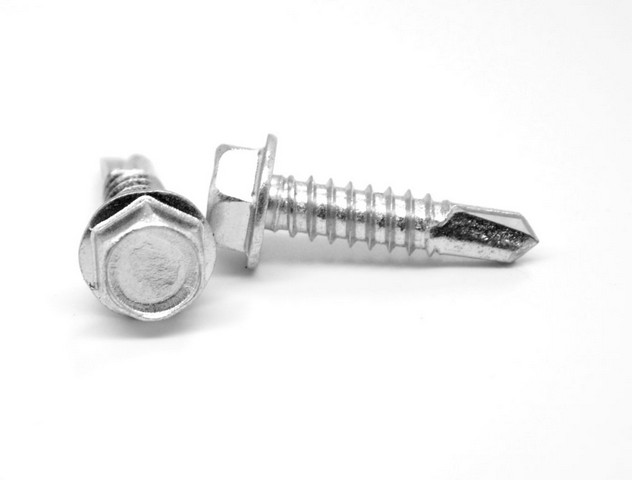 0.25 in. -14 x 3 in. Coarse Thread Teks Medium Duty Self Drilling Screw - USA Hex Washer Head No.3 Point, Low Carbon Steel - Climacoat - 1000 Piece