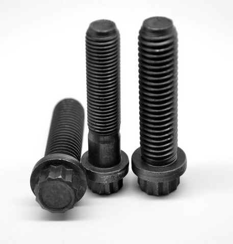 1-14 x 5 Fine Threaded 12-Point Flange Screw, Alloy Steel - Thermal Black Oxide - 10 Piece
