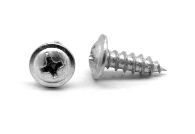 No.8-15 x 0.75 Phillips Round Washer Head Type A Sheet Metal Screw, Low Carbon Steel - Chrome Plated - 6000 Piece