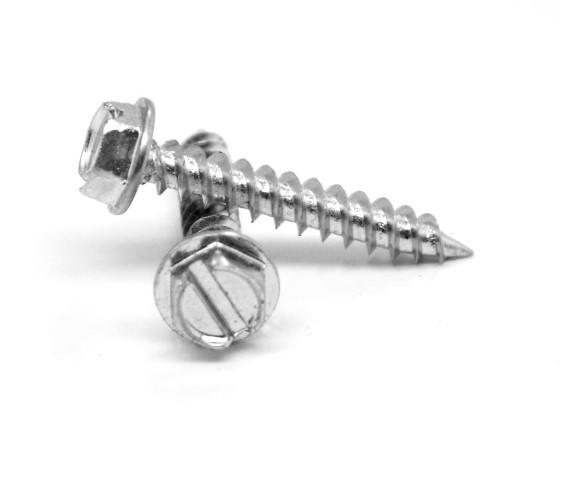 No.12-14 x 3 Slotted Hex Washer Head Type AB Sheet Metal Screw, 18-8 Stainless Steel - 1000 Piece