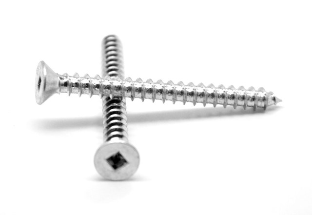 No.6-20 x 0.38 Square Drive Flat Head Type AB Sheet Metal Screw, Low Carbon Steel - Zinc Plated - 10000 Piece