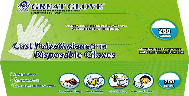 CPE-XL 2000 Piece Cast Polyethylene CPE Food Service Glove, Clear - Extra Large - Box of 10, Extra Large