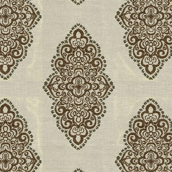908 Medallion Design Woven Jacquard Fabric - Smoke