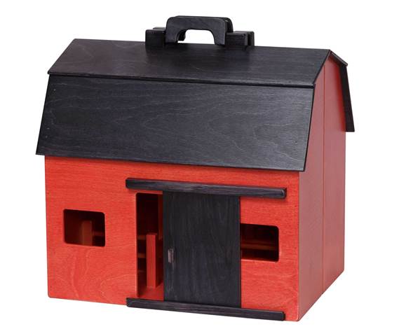 Picture of Lapps Toys & Furniture 142 RB Wooden Toy Folding Barn with Black Roof&#44; Red