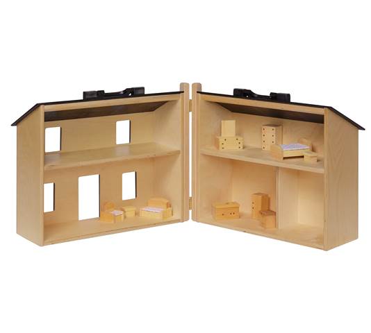 Picture of Lapps Toys & Furniture 146 MB-Set Wooden Folding Doll House Maple & Black with Furniture