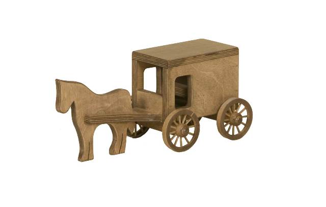 Picture of Lapps Toys & Furniture 155 BG Wooden Horse-Buggy Toy&#44; Black & Gray