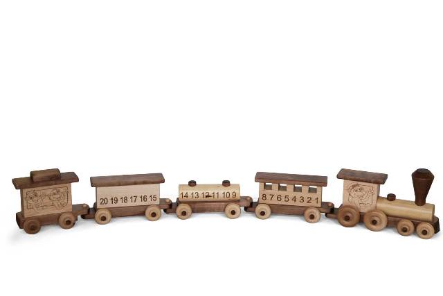 Picture of Lapps Toys & Furniture 196 WM Wooden Train Toy, Walnut & Maple