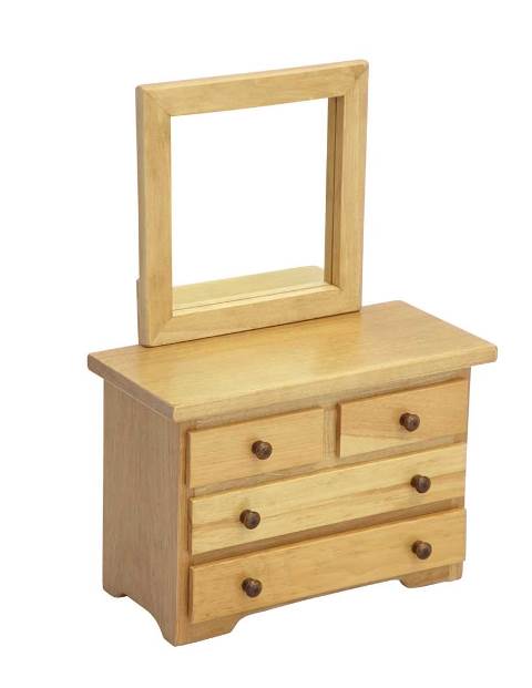 Picture of Lapps Toys & Furniture 021 H Wooden Doll Mirror Dresser, Harvest