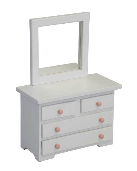 Picture of Lapps Toys & Furniture 021 W Wooden Doll Mirror Dresser&#44; White