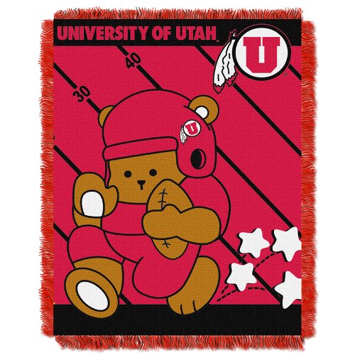 Picture of LHM NCAA Utah Utes Fullback Woven Jacquard Baby Throw Blanket&#44; 36 x 46 in.