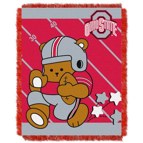 Picture of LHM NCAA Ohio State Buckeyes Fullback Woven Jacquard Baby Throw Blanket&#44; 36 x 46 in.