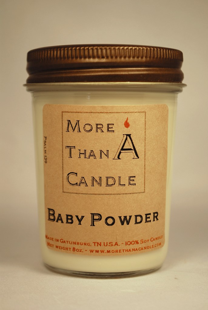 8 oz Jelly Jar Soy Candle, Baby Powder
