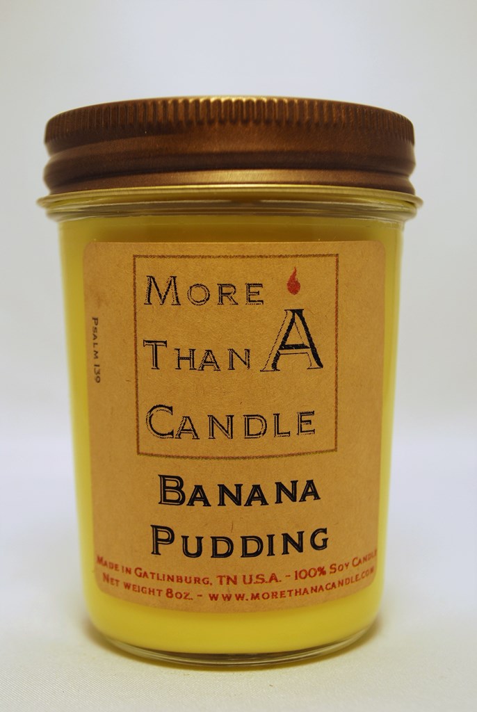 8 oz Jelly Jar Soy Candle, Banana Pudding