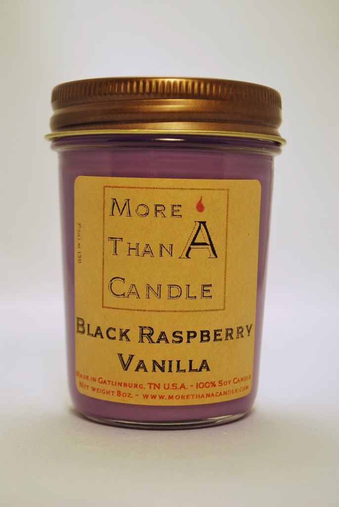 8 oz Jelly Jar Soy Candle, Black Raspberry Vanilla
