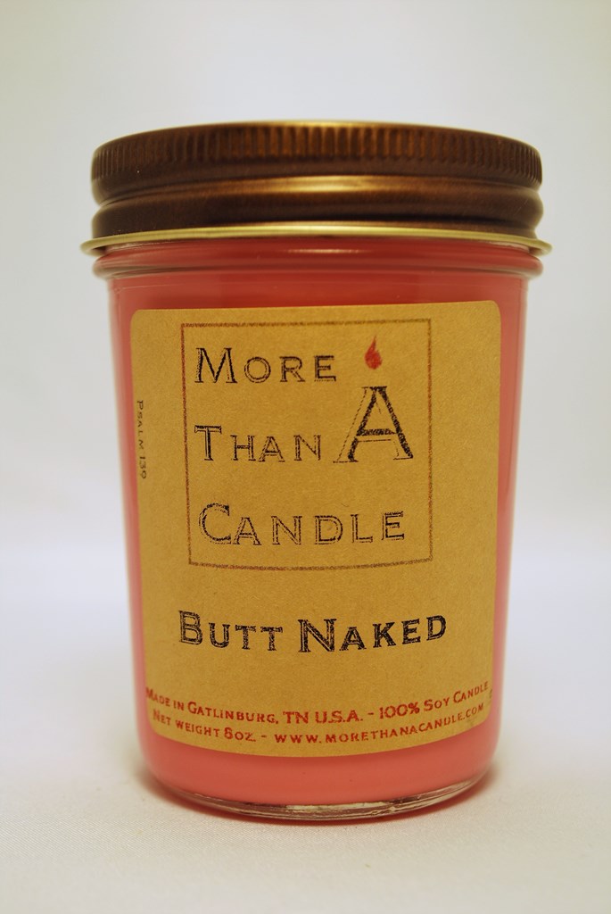BTN8J 8 oz Jelly Jar Soy Candle, Butt Naked