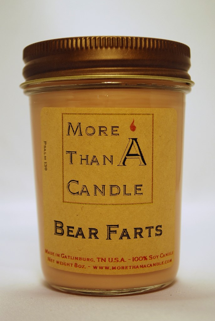 8 oz Jelly Jar Soy Candle, Bear Farts
