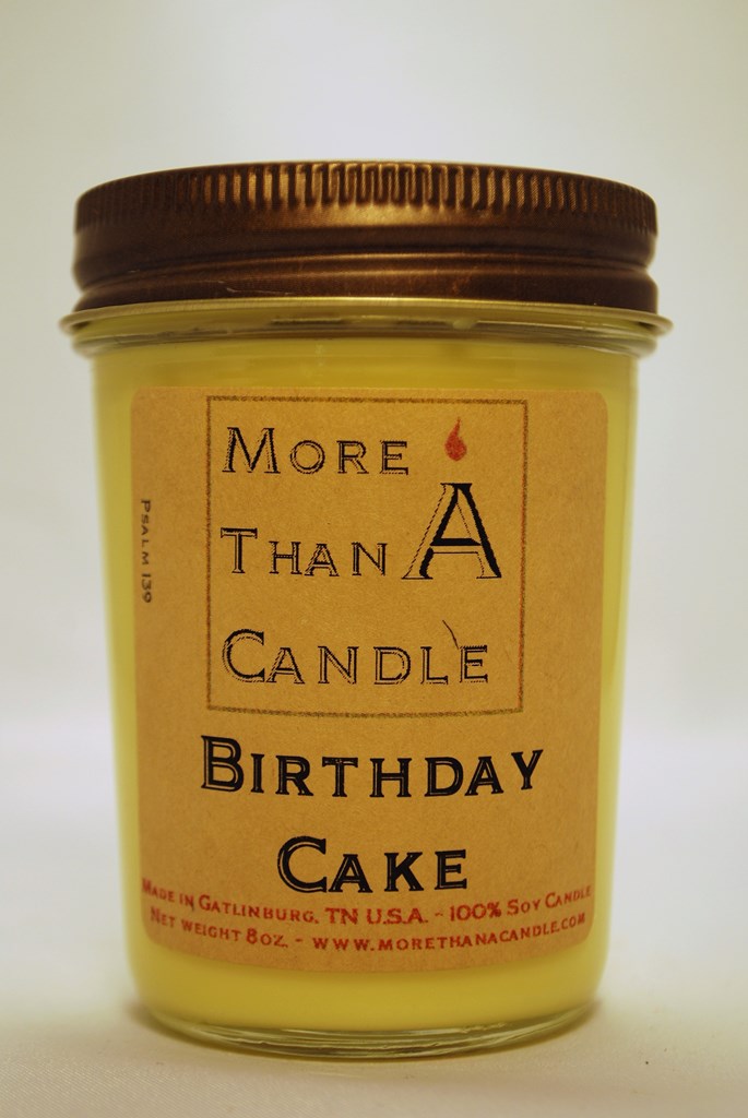 BDC8J 8 oz Jelly Jar Soy Candle, Birthday Cake