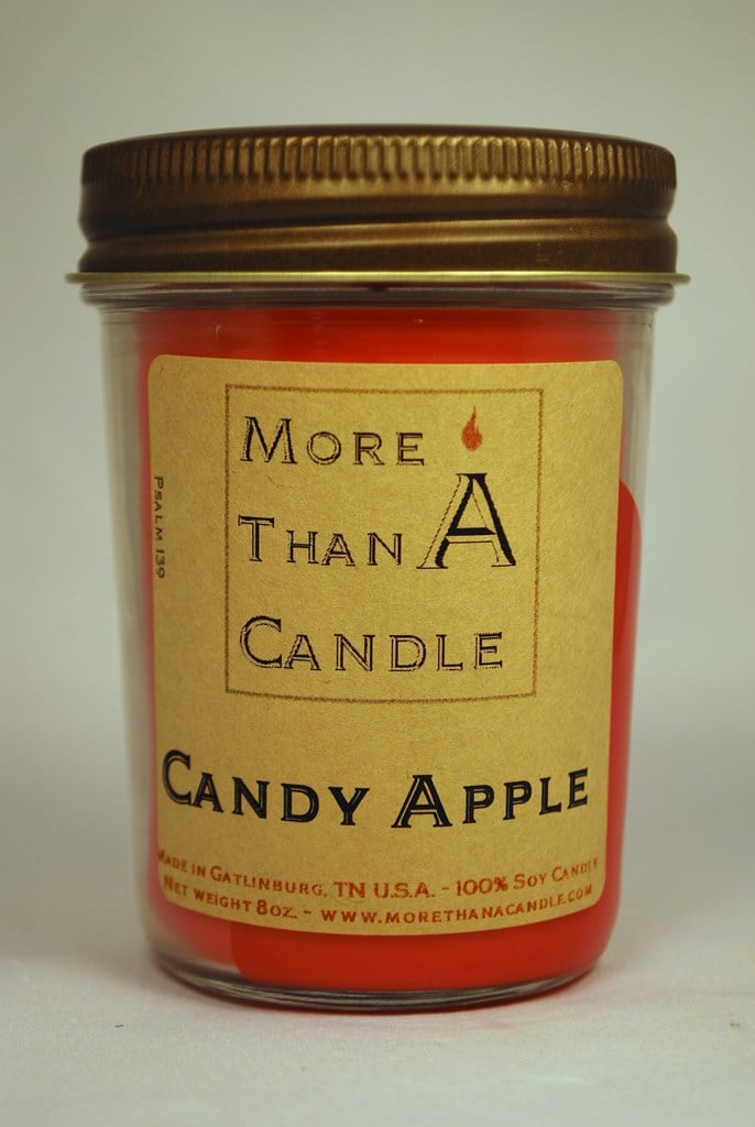 8 oz Jelly Jar Soy Candle, Candy Apple
