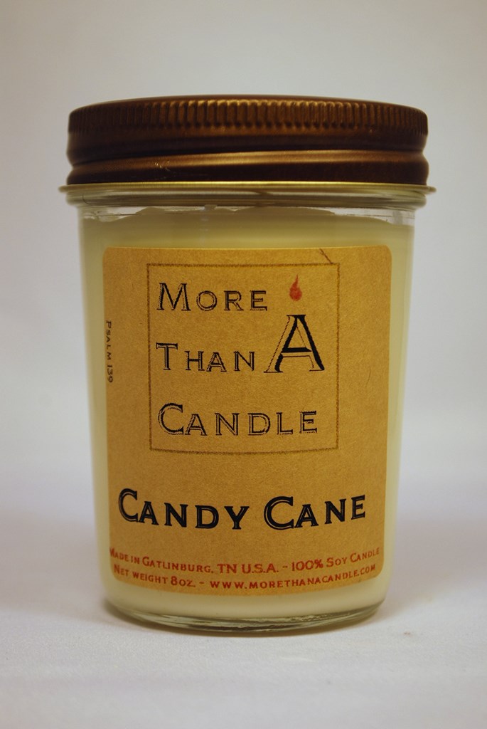 CDC8J 8 oz Jelly Jar Soy Candle, Candy Cane