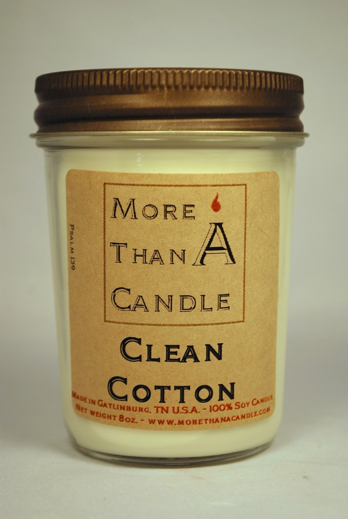8 oz Jelly Jar Soy Candle, Clean Cotton