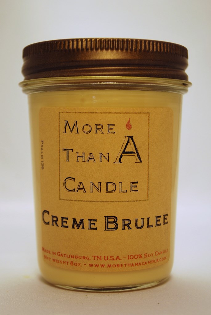 8 oz Jelly Jar Soy Candle, Creme Brulee