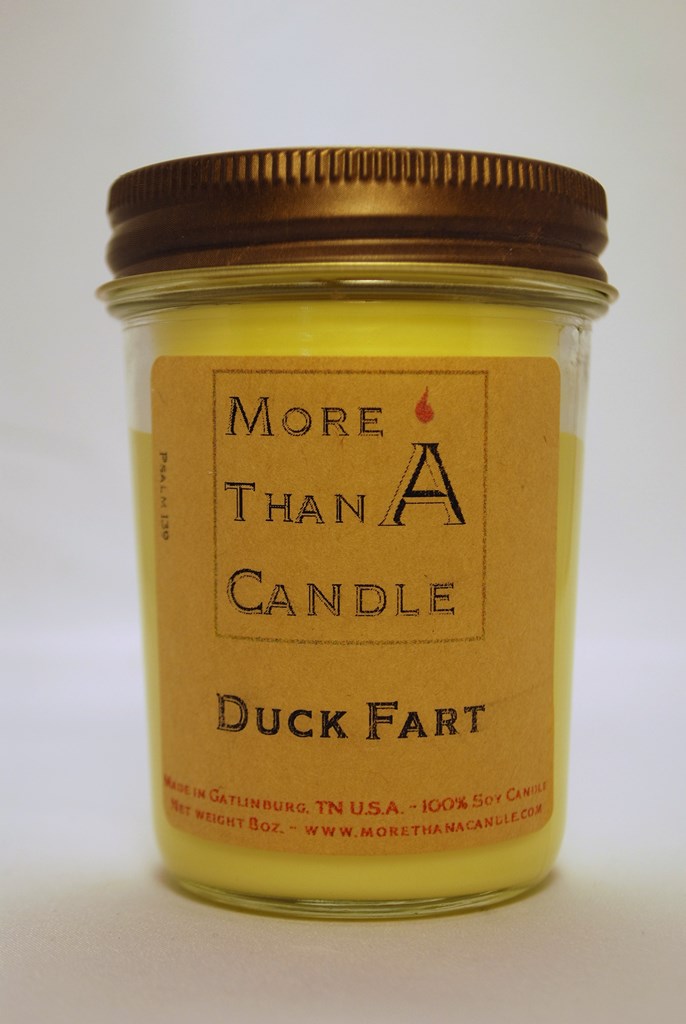 8 oz Jelly Jar Soy Candle Duck Farts