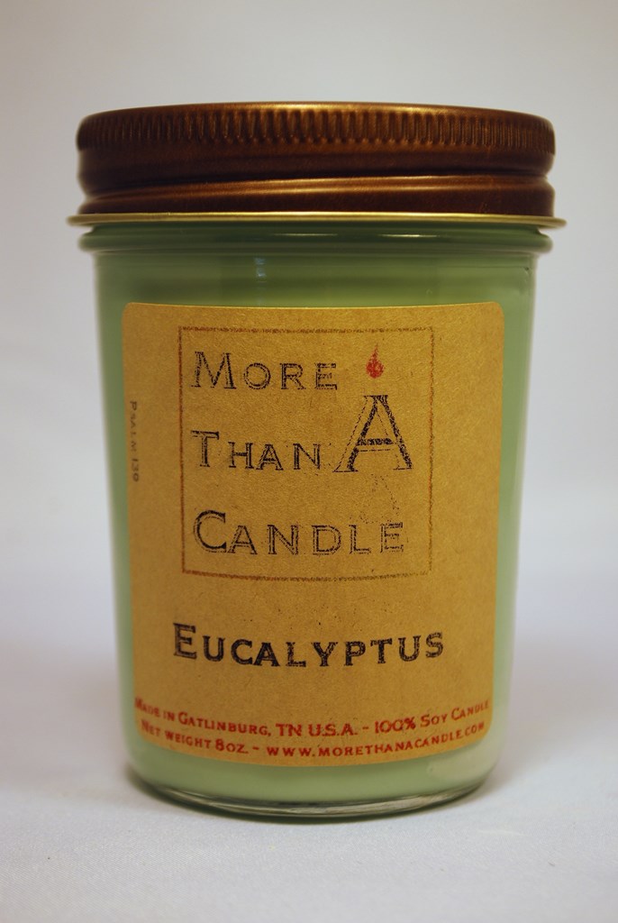 8 oz Jelly Jar Soy Candle, Eucalyptus