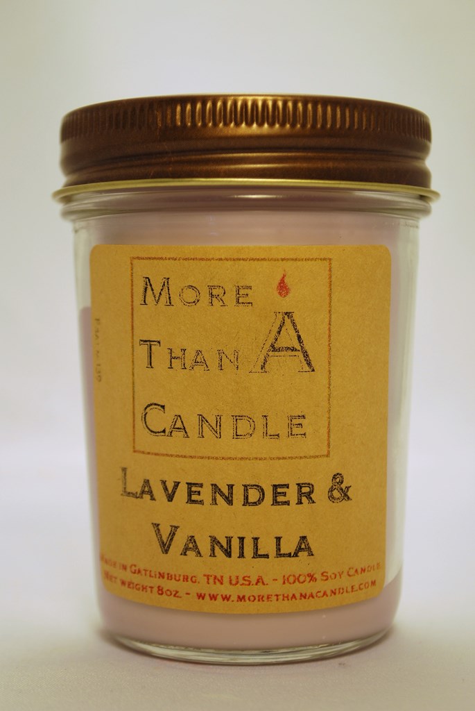 8 oz Jelly Jar Soy Candle, Lavender Vanilla