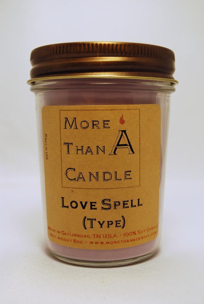 LSP8J 8 oz Jelly Jar Soy Candle, Love Spell