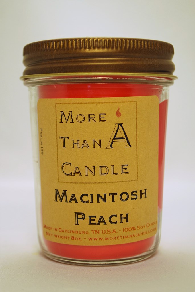 8 oz Jelly Jar Soy Candle, Macintosh Peach