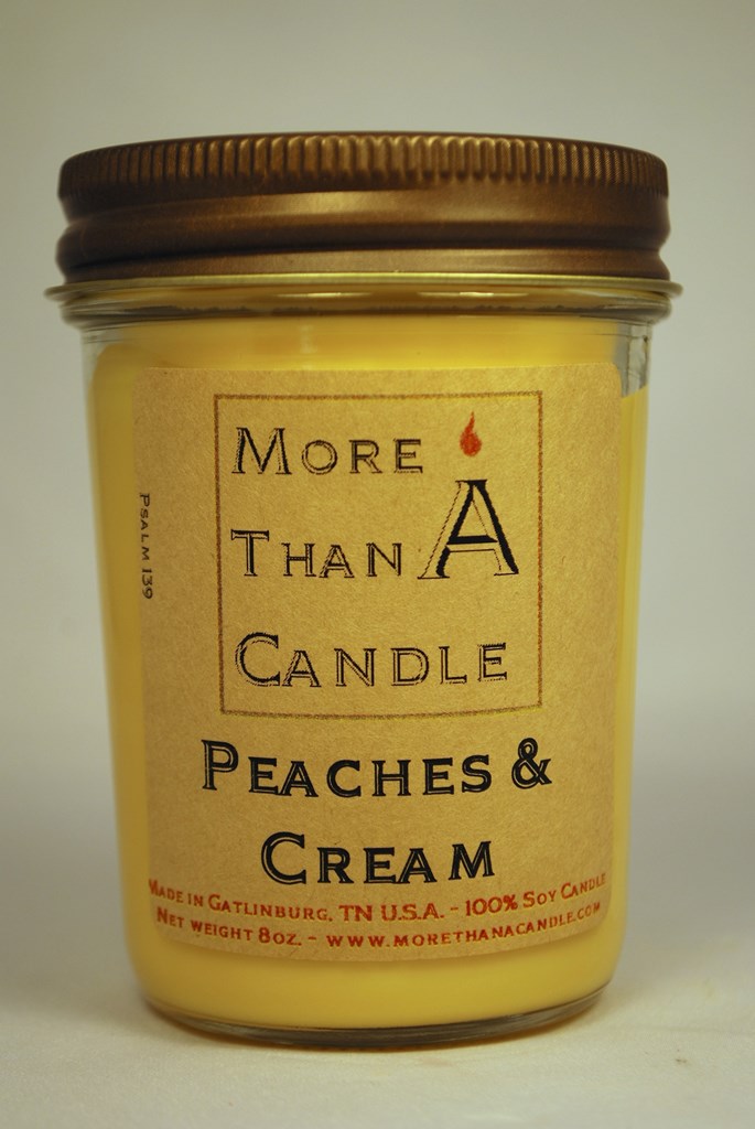 8 oz Jelly Jar Soy Candle, Peaches & Cream