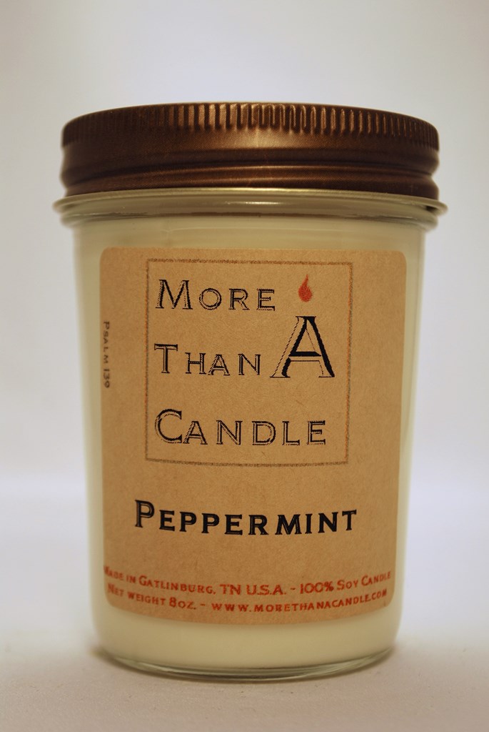 8 oz Jelly Jar Soy Candle, Peppermint