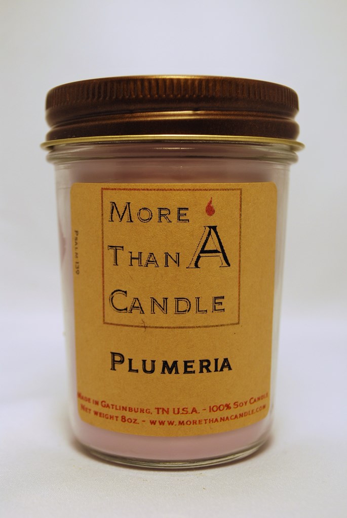 PMA8J 8 oz Jelly Jar Soy Candle, Plumeria