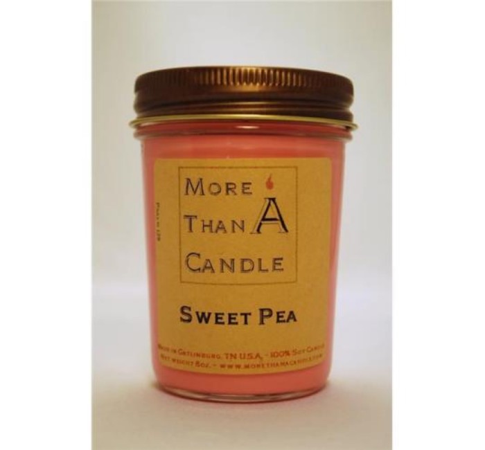 8 oz Jelly Jar Soy Candle, Sweet Pea