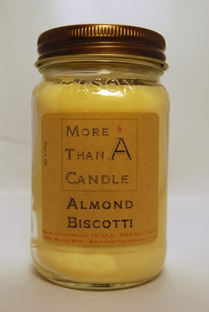 16 oz Mason Jar Soy Candle, Almond Biscotti
