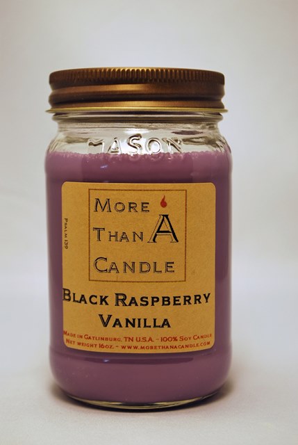 Picture of More Than A Candle BRV16M 16 oz Mason Jar Soy Candle, Black Raspberry Vanilla