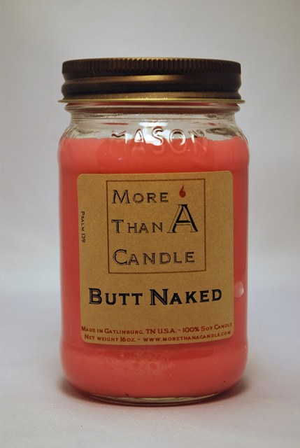 BTN16M 16 oz Mason Jar Soy Candle, Butt Naked