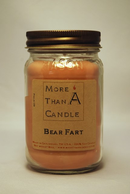 16 oz Mason Jar Soy Candle Bear Farts