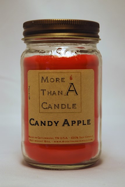 16 oz Mason Jar Soy Candle, Candy Apple