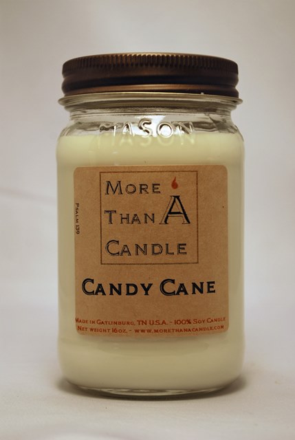 16 oz Mason Jar Soy Candle, Candy Cane