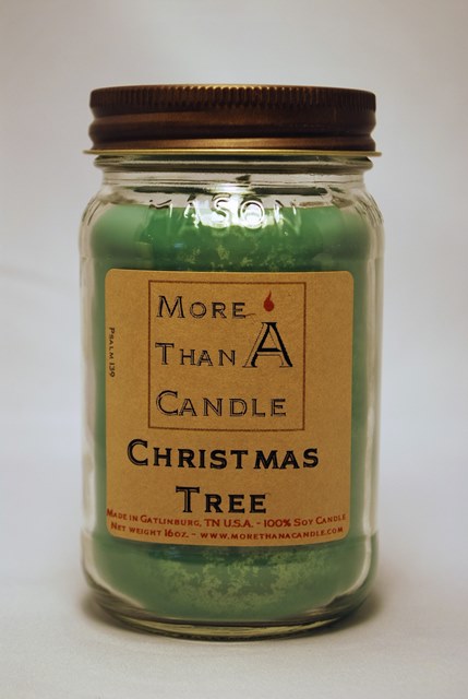 16 oz Mason Jar Soy Candle, Christmas Tree