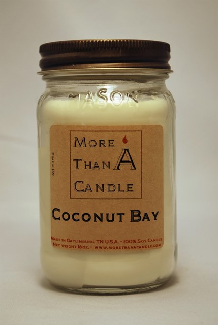 16 oz Mason Jar Soy Candle, Coconut Bay