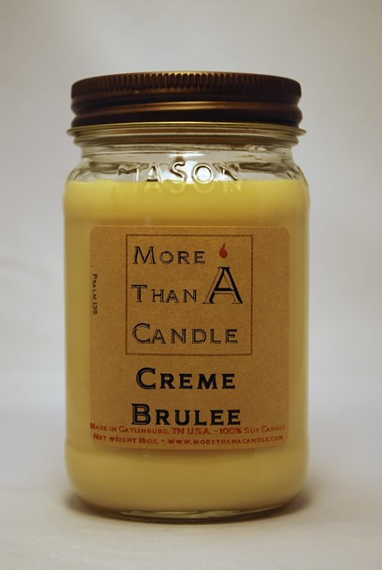 16 oz Mason Jar Soy Candle, Creme Brulee